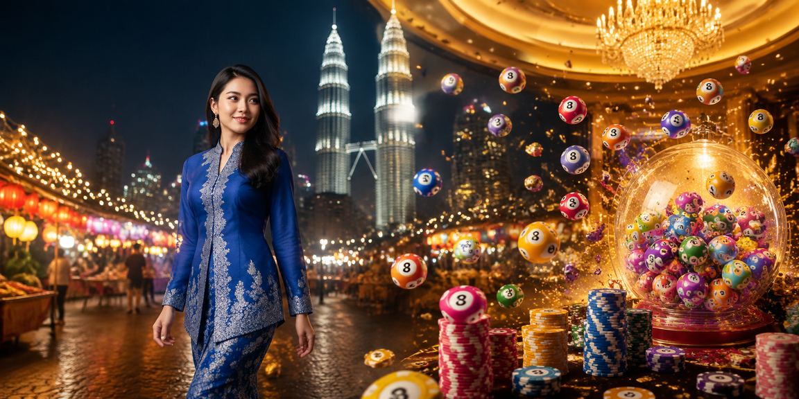 Pengguna wanita berbaju kurung di Kuala Lumpur membeli nombor loteri dalam talian melalui telefon pintar